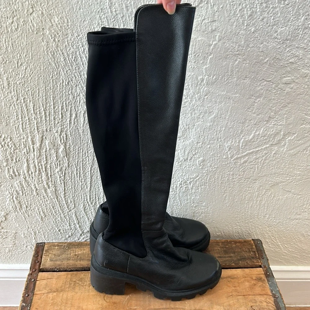 Steve Madden Rino Black Over-the-Knee Boots Chunky Lug Sole